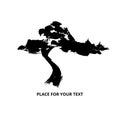 Vector silhouette of a tree, pine, painted with a brush in the style of Chinese, Japanese painting. Royalty Free Stock Photo