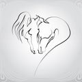 Vector silhouette of two horses. vector illustration Royalty Free Stock Photo