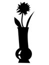 Vector silhouette vase with flower Royalty Free Stock Photo
