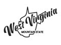 Vector silhouette of West Virginia. Nickname inscription Mountain State. Hand-drawn illustration map of the USA territory. Image Royalty Free Stock Photo