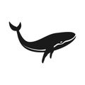 Vector silhouette whale for print isolated on white background