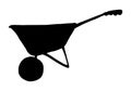 Vector silhouette of a wheelbarrow in profile in black on a white background for a design template. garden and construction Royalty Free Stock Photo