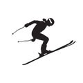 Vector silhouette of an winter ski sports person. Flat cutout icon