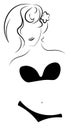 vector silhouette woman in the bandeau swimsuit