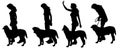Vector silhouette of a woman with a dog. Royalty Free Stock Photo
