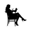 Vector silhouette of woman with dog.