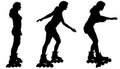 Vector silhouette of a woman on roller skates.