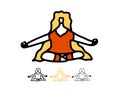 Vector silhouette of yoga woman. Lotus yoga pose - Padmasana. Vector Yoga Pose Icon. Women meditation logotype in line style. Royalty Free Stock Photo