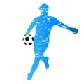 Vector silhouette of young soccer goalie