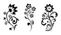 Vector silhouettes of abstract vintage flowers