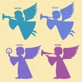 Vector silhouettes of angels on a light background Royalty Free Stock Photo