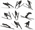 Vector silhouettes of athletes skiers.