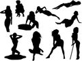 Vector silhouettes of beautiful women on white background Royalty Free Stock Photo
