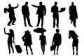 Vector silhouettes of business people. Royalty Free Stock Photo