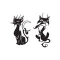 Vector silhouettes cats Royalty Free Stock Photo
