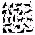 Vector silhouettes of cats on white background Royalty Free Stock Photo