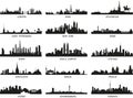 Vector silhouettes of the city skylines Royalty Free Stock Photo