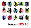 Vector silhouettes of dancers Royalty Free Stock Photo