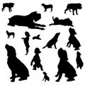 Vector silhouettes of different dogs.