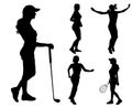 Vector silhouettes of different women.