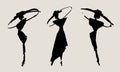 Vector silhouettes of elegant women in wide hats. Royalty Free Stock Photo