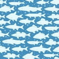 Vector silhouettes of fishes background with seamless pattern Royalty Free Stock Photo