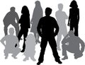Vector silhouettes friends (man and women) Royalty Free Stock Photo