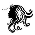 Vector silhouettes of girl hairstyles. profile. Girls Silhouette .Silhouette of beautiful woman. Royalty Free Stock Photo