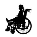 Vector silhouettes of girl in a wheelchair. Royalty Free Stock Photo