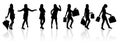 Vector silhouettes girls Royalty Free Stock Photo