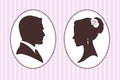 Vector silhouettes of groom and bride