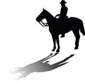 Vector silhouettes of horse and cowboy to ride him Royalty Free Stock Photo