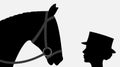 Vector silhouette of horse and woman jockey