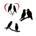 Vector silhouettes of a lovebird