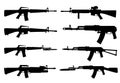 Vector silhouettes of machine guns. Royalty Free Stock Photo