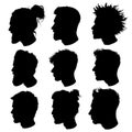 Vector silhouettes of Male Haircuts. For hairstyle barber shop