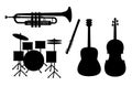 Vector silhouettes of musical instruments