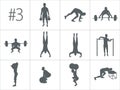 Vector silhouettes of people doing fitness and crossfit workouts