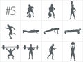 Vector silhouettes of people doing fitness and crossfit workouts Royalty Free Stock Photo