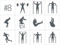 Vector silhouettes of people doing fitness and crossfit workouts Royalty Free Stock Photo