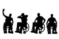 Vector silhouettes of people in a wheelchair. Royalty Free Stock Photo