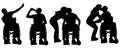 Vector silhouettes of people in a wheelchair. Royalty Free Stock Photo