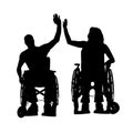 Vector silhouettes of people in a wheelchair. Royalty Free Stock Photo