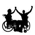 Vector silhouettes of people in a wheelchair. Royalty Free Stock Photo