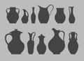 Vector silhouettes of pitchers and vases.