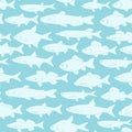 Vector silhouettes of river fishes - Textile Print or background with Seamless pattern Royalty Free Stock Photo