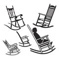 vector silhouettes of rocking chairs in various designs for creative projects and illustrations Royalty Free Stock Photo