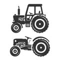 Silhouettes of tractors