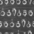 Set of hand-drawn amphora on chalk board Royalty Free Stock Photo