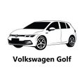 Vector silhouettes of Volkswagen brand cars, repair Royalty Free Stock Photo